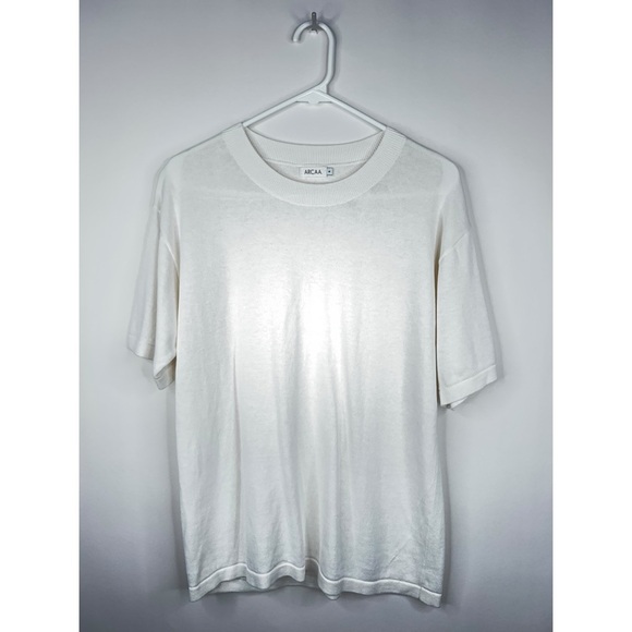 Arcaa Ada Organic Cotton Linen T Shirt Short Sleeve White Oversized Minimal - Picture 1 of 11